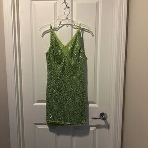 Dress the Population Green Sequin Mini Dress